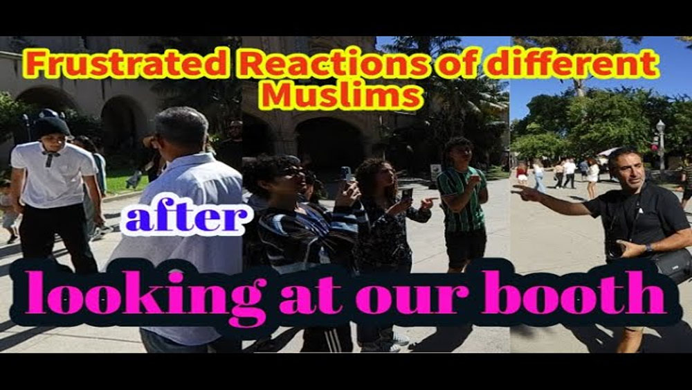 Frustrated reactions of different Muslims after looking at our booth/BALBOA PARK